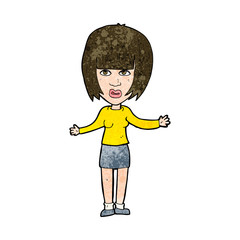 cartoon woman shrugging shoulders