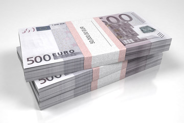 Packets of 500 Euro bills