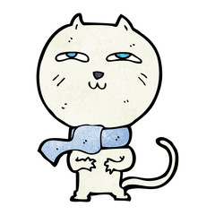 cartoon funny cat wearing scarf