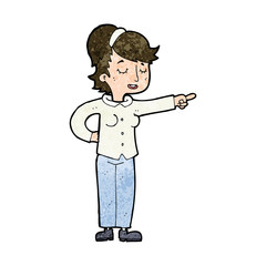cartoon friendly woman pointing