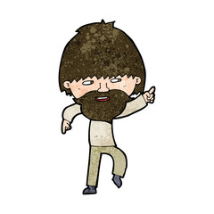 cartoon bearded man pointing and laughing