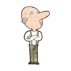 cartoon old man with folded arms