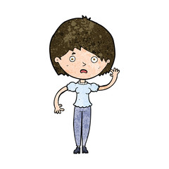 cartoon waving woman