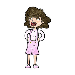 cartoon woman in dungarees