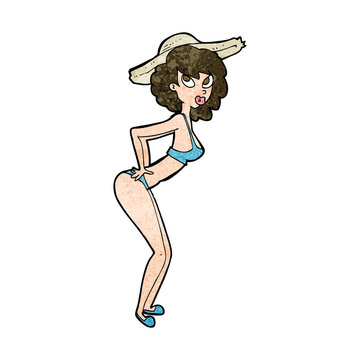 cartoon pin-up beach girl
