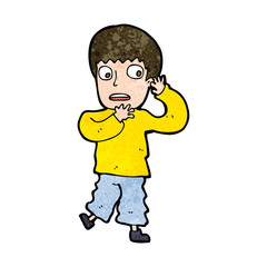 cartoon frightened boy
