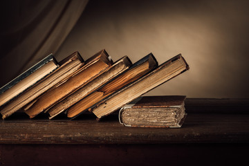 Ancient books on an old table