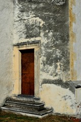 Door of fortified church of "Bad Schönau" in Lower Austria