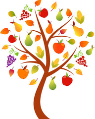 Fall Tree Illustration, Apple Tree, Pear Tree