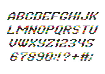 Fototapeta na wymiar Color stripe font and numbers