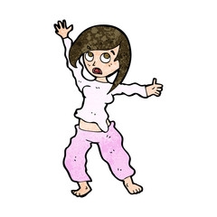 cartoon frightened woman