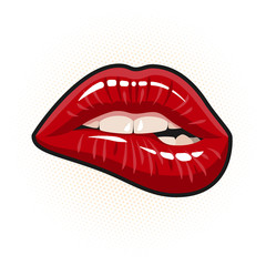 Obraz premium red lip biting