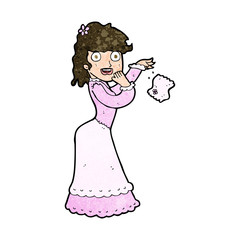 cartoon victorian woman dropping handkerchief