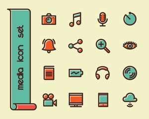 Fototapeta premium Fat Line Icons