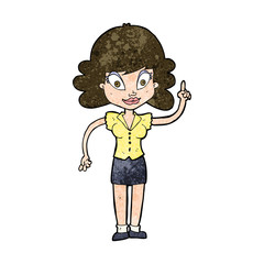cartoon happy woman with idea