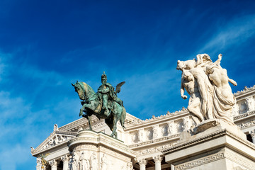 Fototapeta na wymiar National Monument to Victor Emmanuel II or Altare della Patria built in honour of Victor Emmanuel in Rome, Italy.
