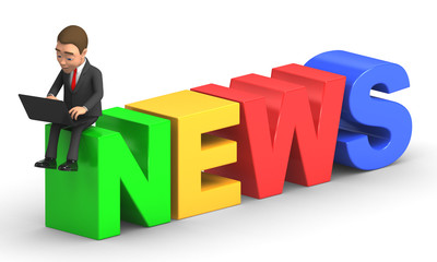 businessman looks news online