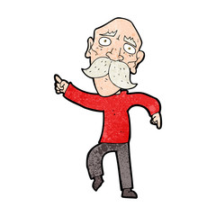 cartoon sad old man pointing