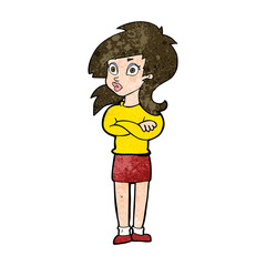 cartoon woman with folded arms