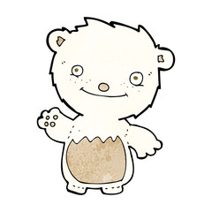 cartoon waving polar bear cub