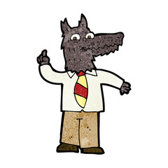 cartoon business wolf with idea