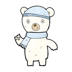cartoon waving polar bear