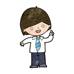 cartoon school boy answering question
