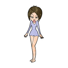 cartoon woman in short dress