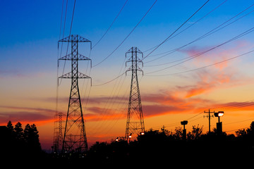 Electricity Towers Sunset
