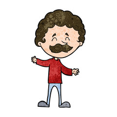 cartoon happy man with mustache