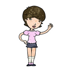cartoon girl waving