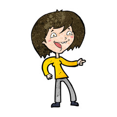 cartoon woman laughing and pointing
