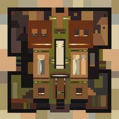 Colorful buildings of facade of the old town