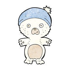 cartoon cute polar bear in hat
