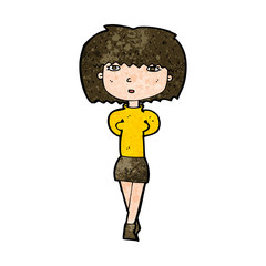 cartoon shy woman