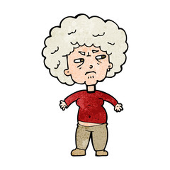 cartoon annoyed old woman