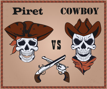 Confrontation pirate against cowboy