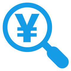 Obraz premium Icono aislado busqueda yen azul