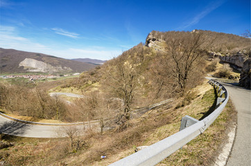 Scenic view of a mountain road in Urbasa natural park in Navarre, Spain.