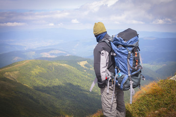 Young Traveller in Carpathian Mountains