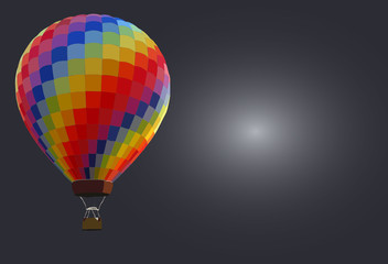 Fototapeta premium Colorful hot air balloons against gray background with space for text. 