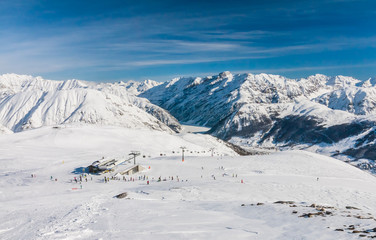 View of skiing resort in Alps. Livigno, Italy