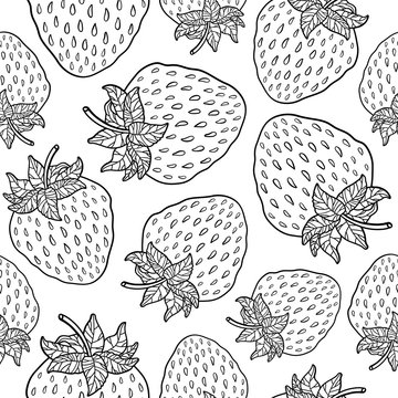 Seamless pattern with strawberries. Graphic stylized drawing. Vector illustration