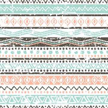 Vector Ethnic Seamless Pattern. Hand Drawn Tribal Striped Orname