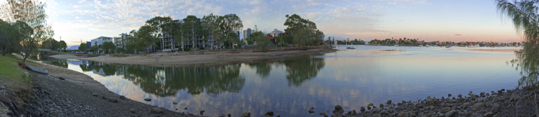 Fototapeta na wymiar Mooloolah River Panorama Mooloolaba