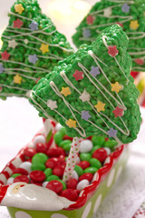 Rice crispy bars decorated for Christmas
