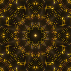 gold kaleidoscope light, dark abstract background