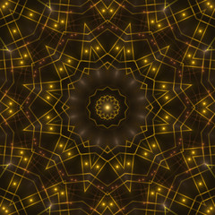 gold kaleidoscope light, dark abstract background