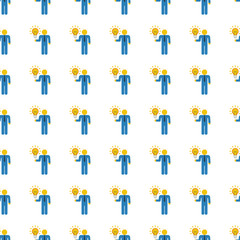 man with lightbulb seamless pattern. Vector