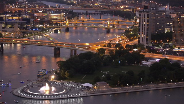 Point State Park in Pittsburgh at Dusk
